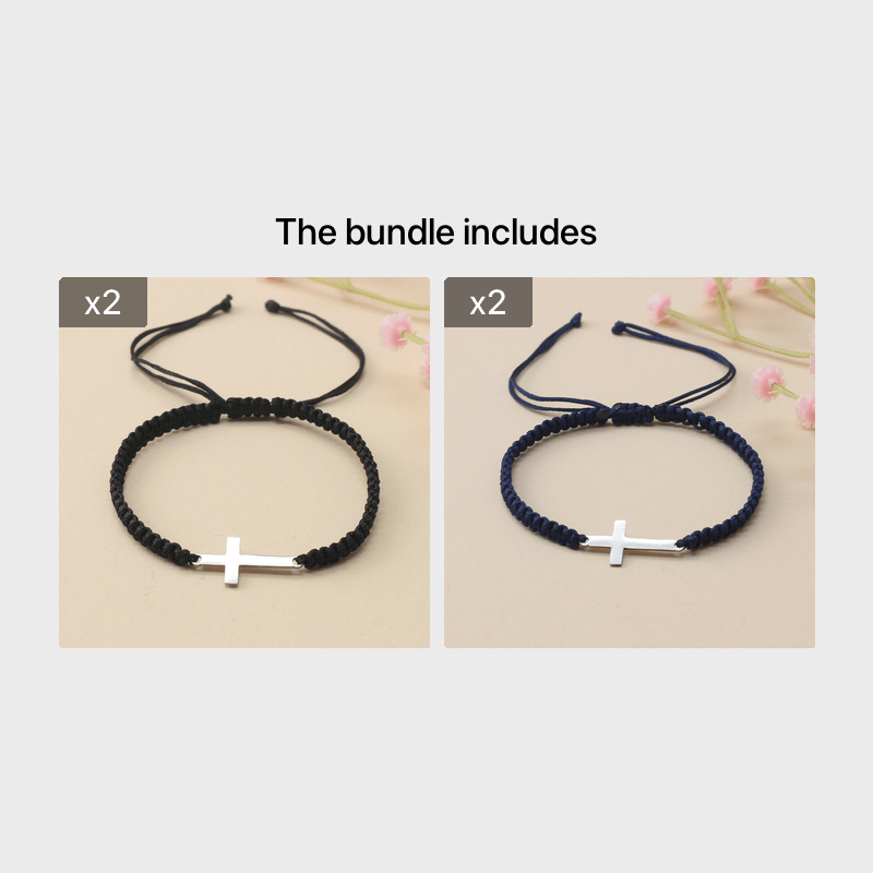 1pc Hand Woven Adjustable Stainless Steel Cross Bracelet Men's Hand Jewelry