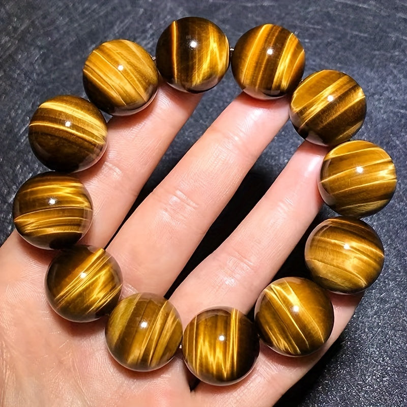 [Natural Tiger Eye Stone] High Quality Natural Tiger Eye Stone Bracelet, 6mm 8mm 10mm 12mm, Yellow Eye Stone