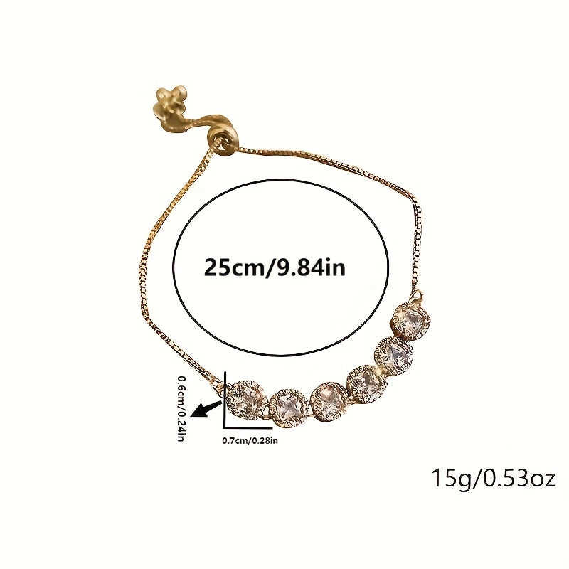 A Square Bracelet Made of Real Gold-Plated Zirconia.