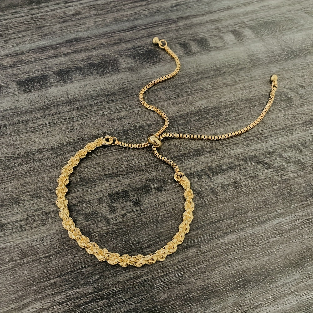 Stylish Golden Knotted Bracelet, Vintage Style 14K Gold Plated Knotted Chain Bracelet For Women Girls