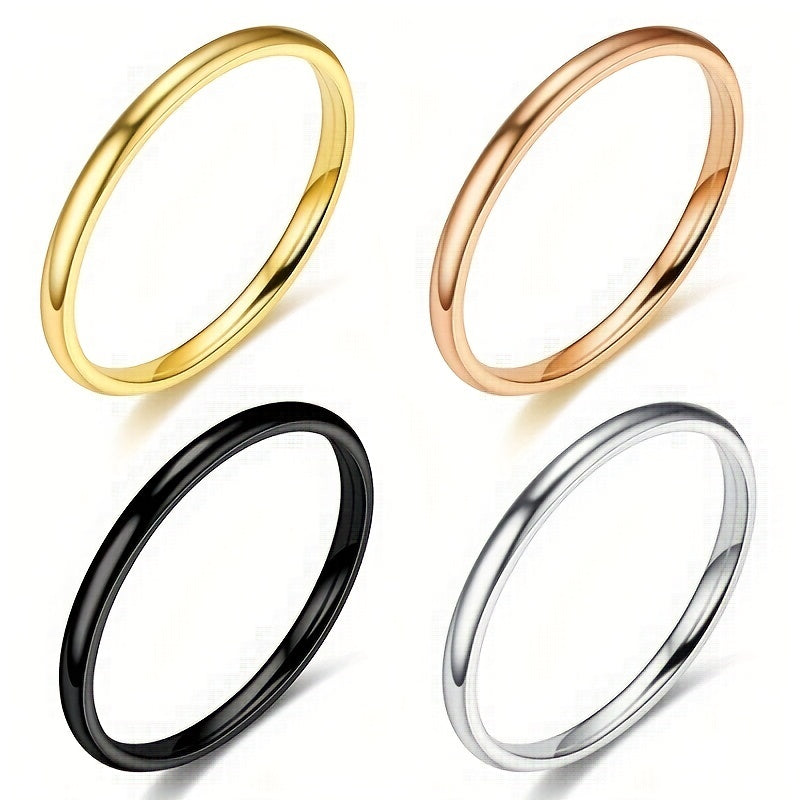 1pc 2mm Simple Stainless Steel Ring - Fashion Jewelry Gift - For Women & Men - Everyday Wear - Perfect Gift for Birthdays & Anniversaries
