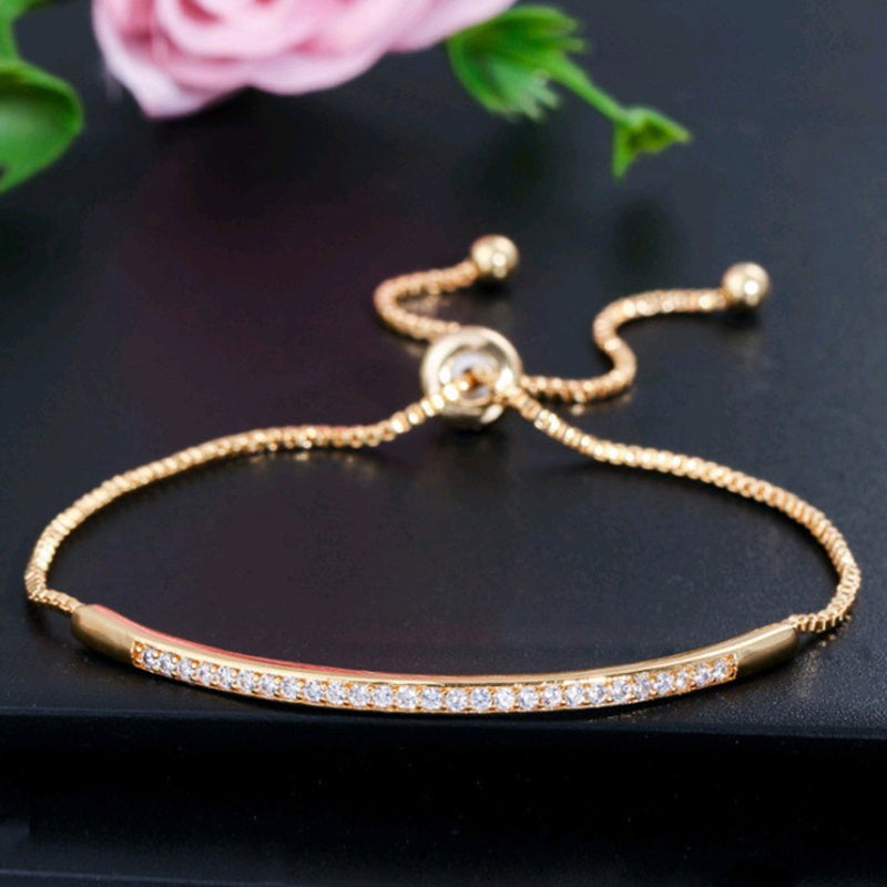 Elegant 3pcs Minimalist Women's Bracelet Set with Adjustable Silvery-Plated Cubic Zirconia - Perfect for Engagements, Weddings & Anniversaries