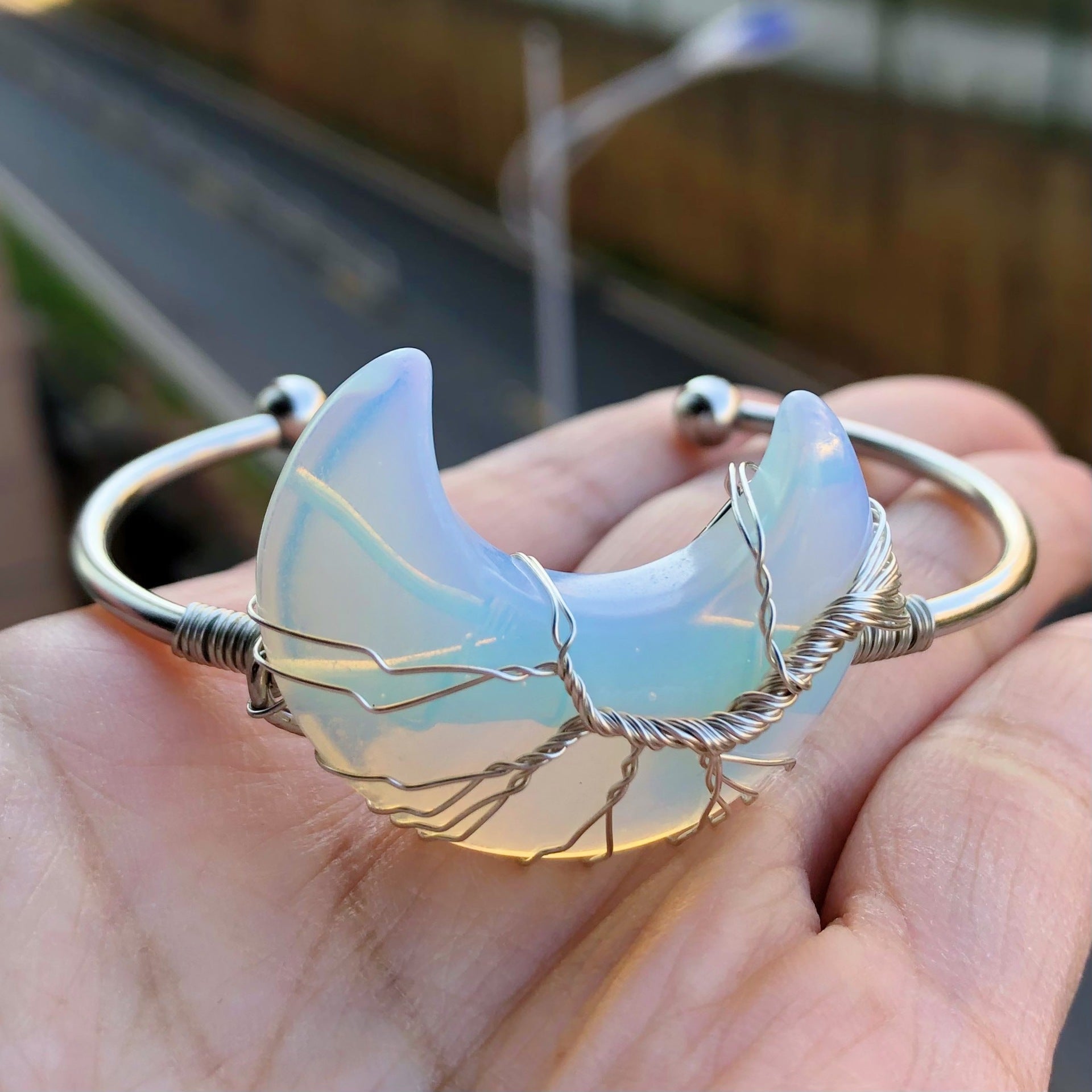 1pc Gems Moon Bangle Bracelet Amulet