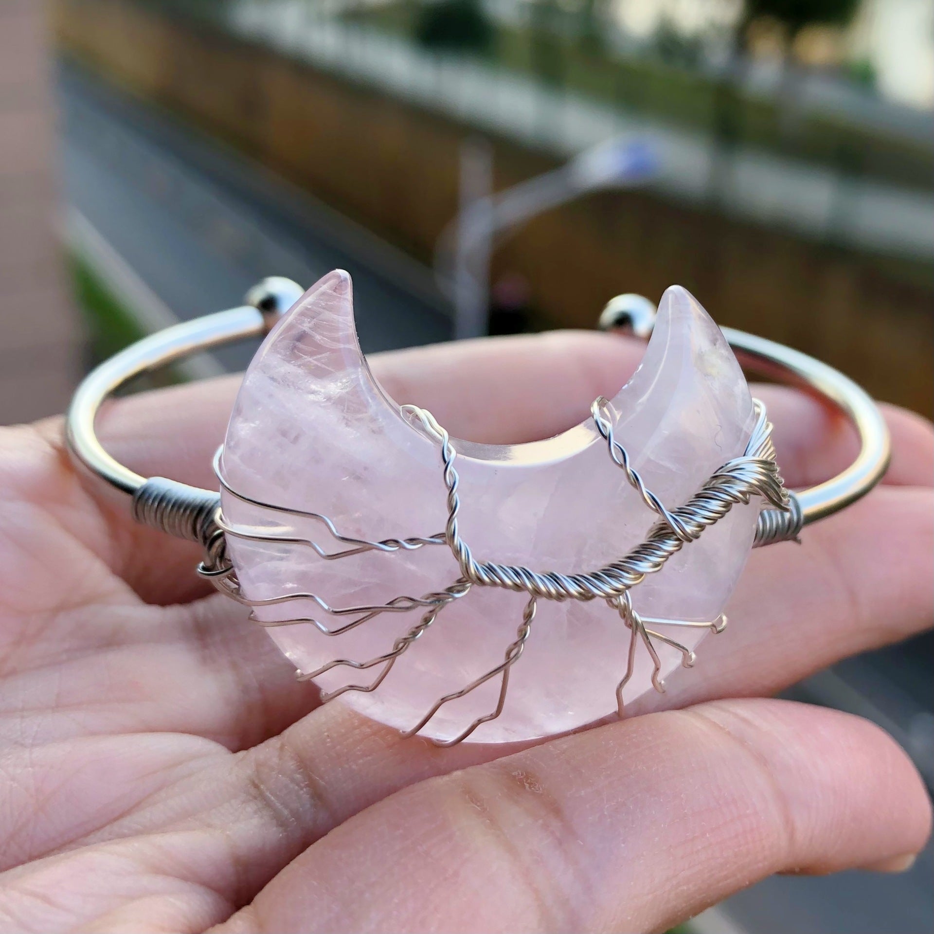 1pc Gems Moon Bangle Bracelet Amulet