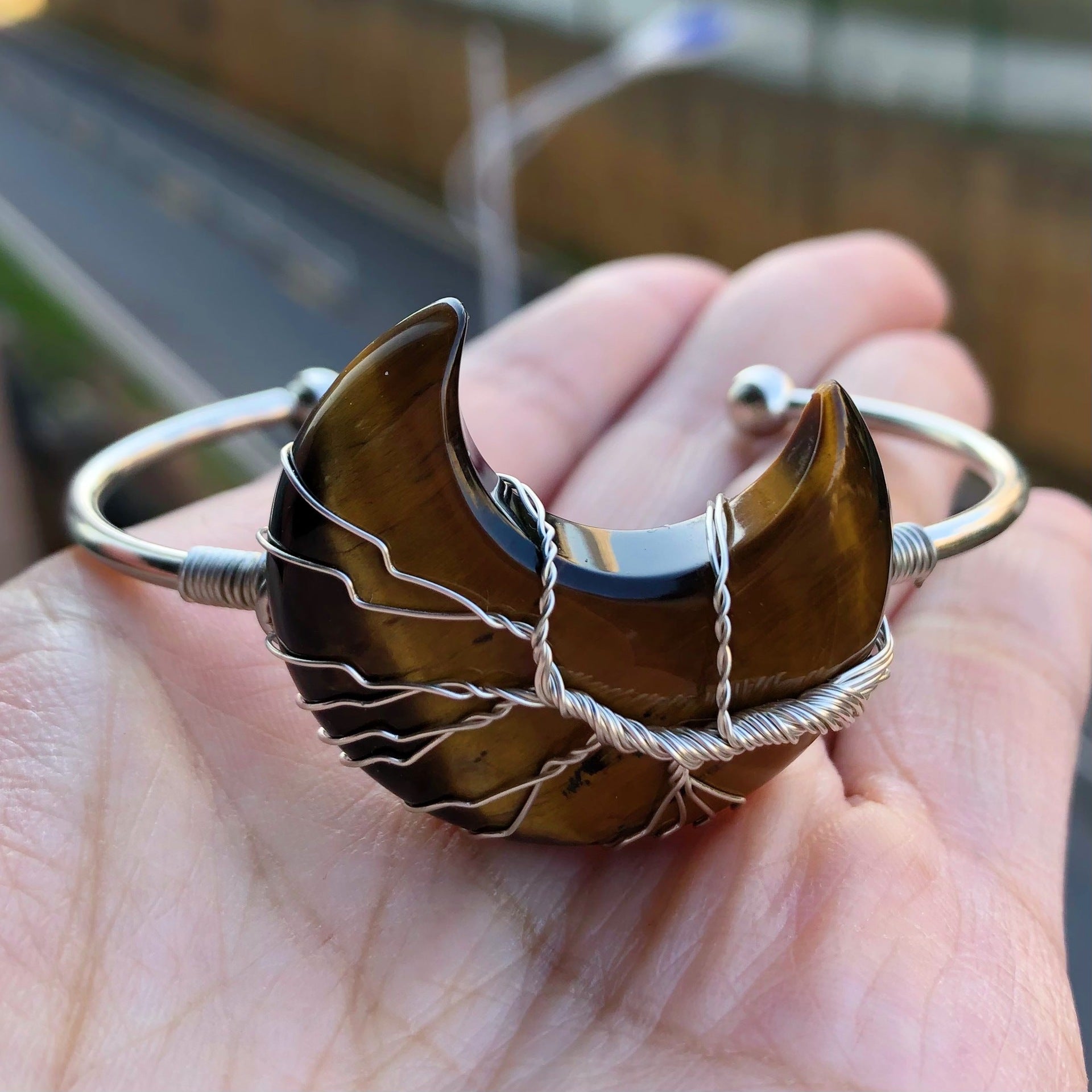 1pc Gems Moon Bangle Bracelet Amulet