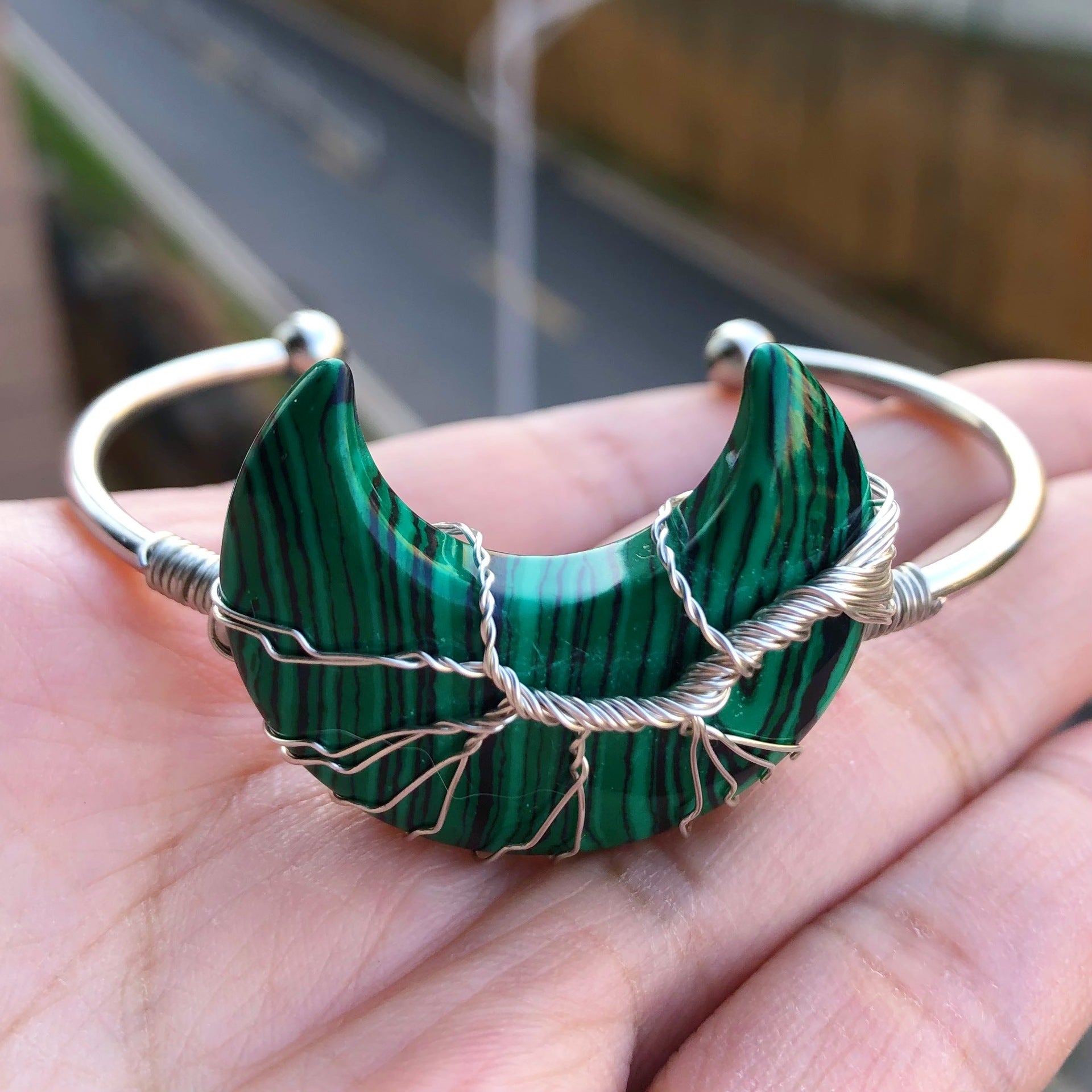 1pc Gems Moon Bangle Bracelet Amulet