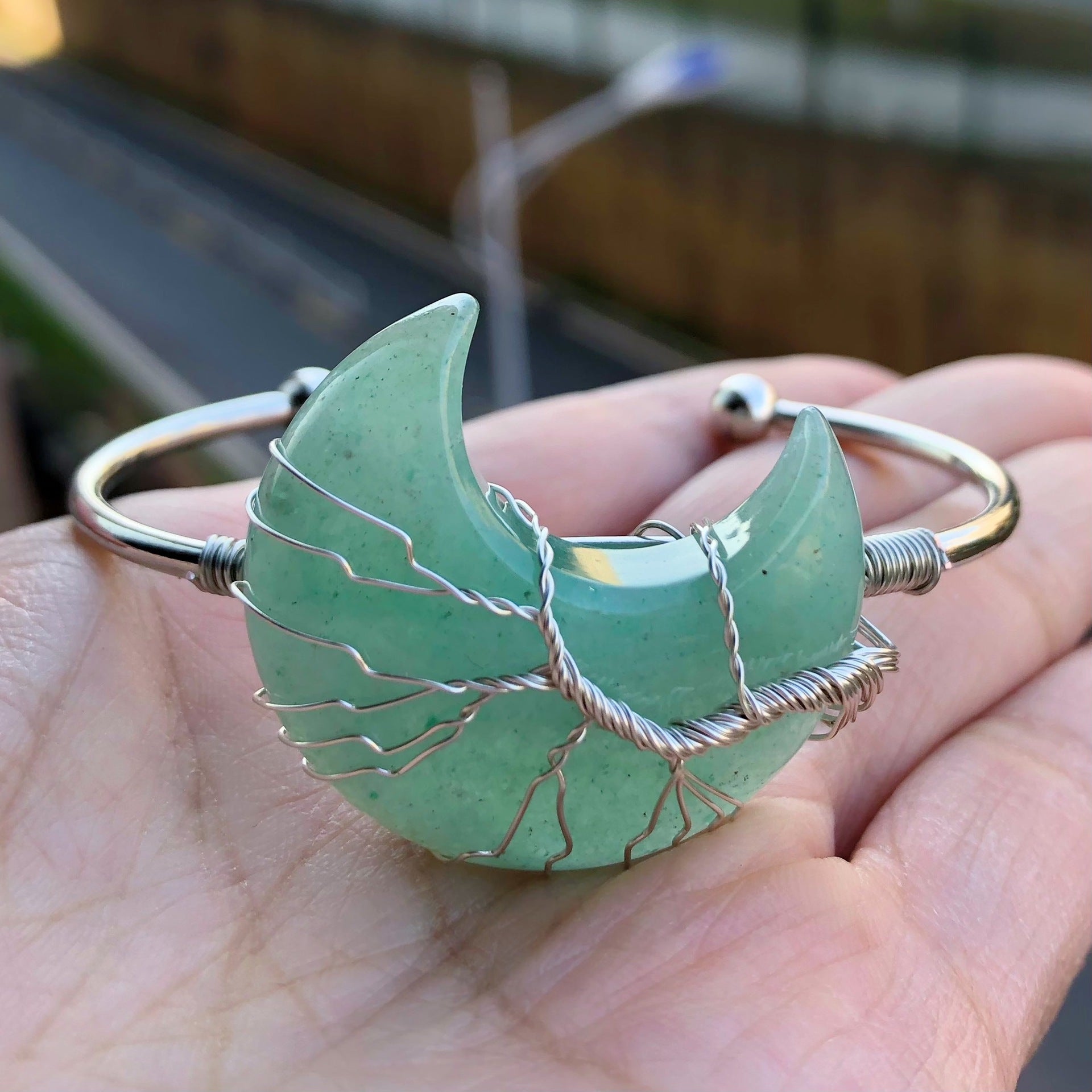 1pc Gems Moon Bangle Bracelet Amulet