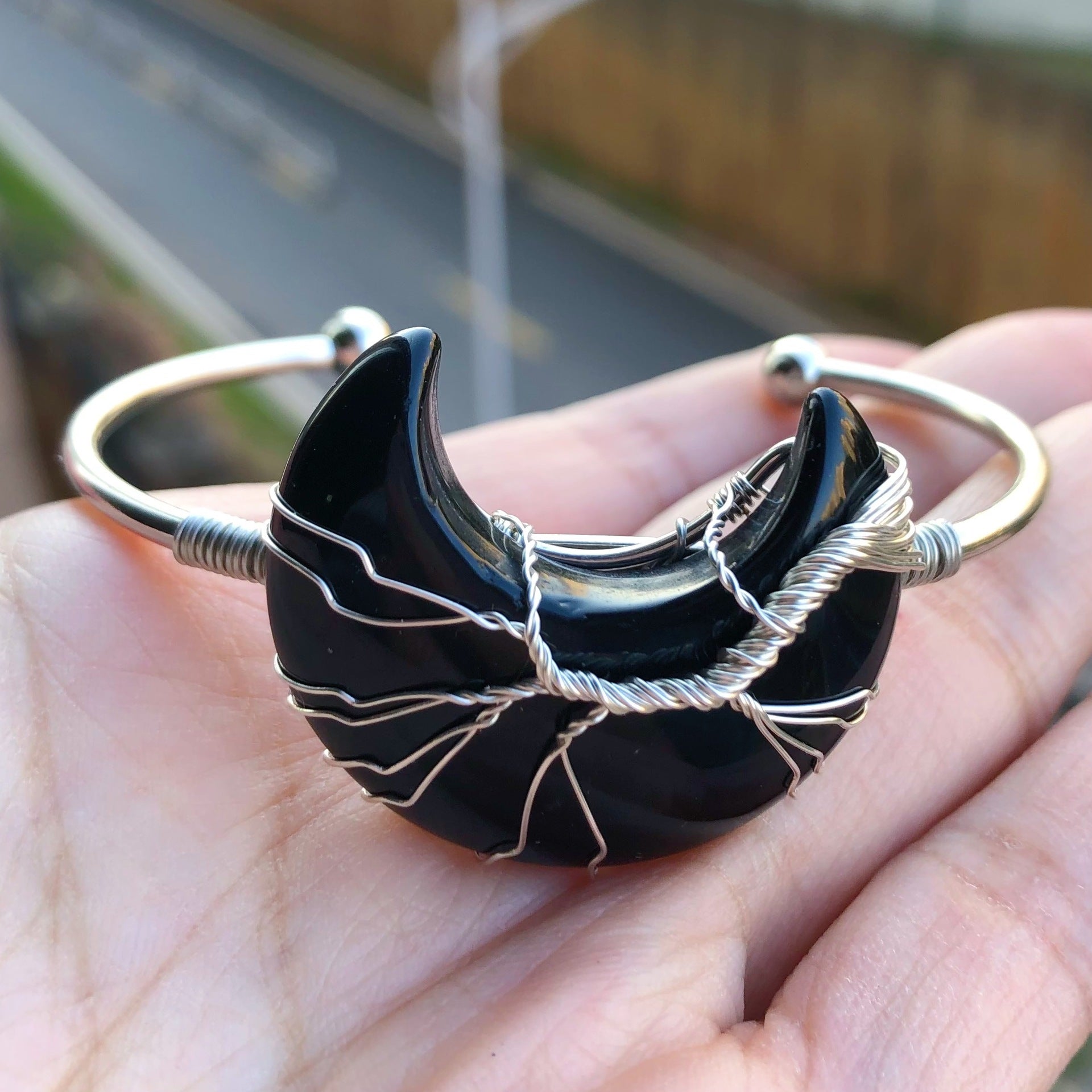 1pc Gems Moon Bangle Bracelet Amulet