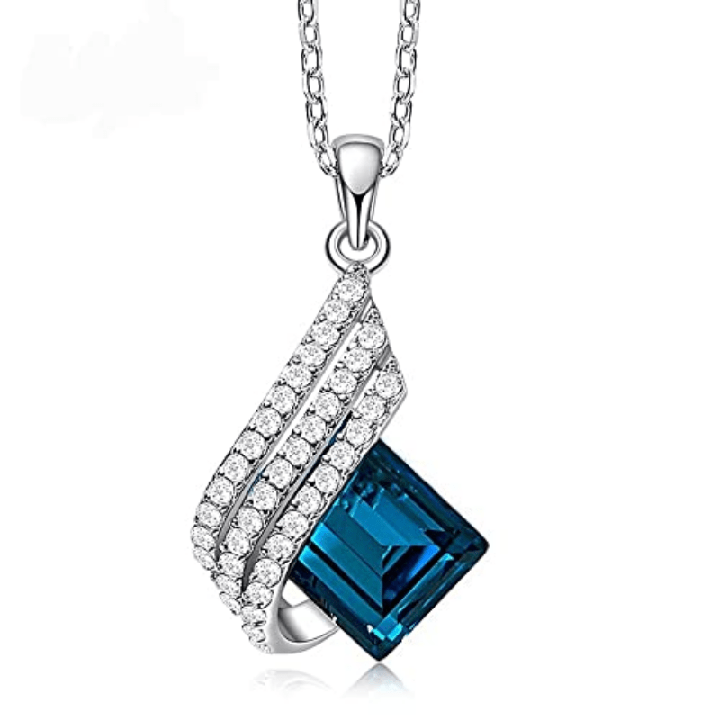 Luxurious Blue Angel Wings Pendant Necklace Set - Alloy Craftsmanship, Sparkling Jewelry Gift for Men and Women