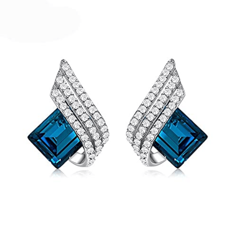 Luxurious Blue Angel Wings Pendant Necklace Set - Alloy Craftsmanship, Sparkling Jewelry Gift for Men and Women