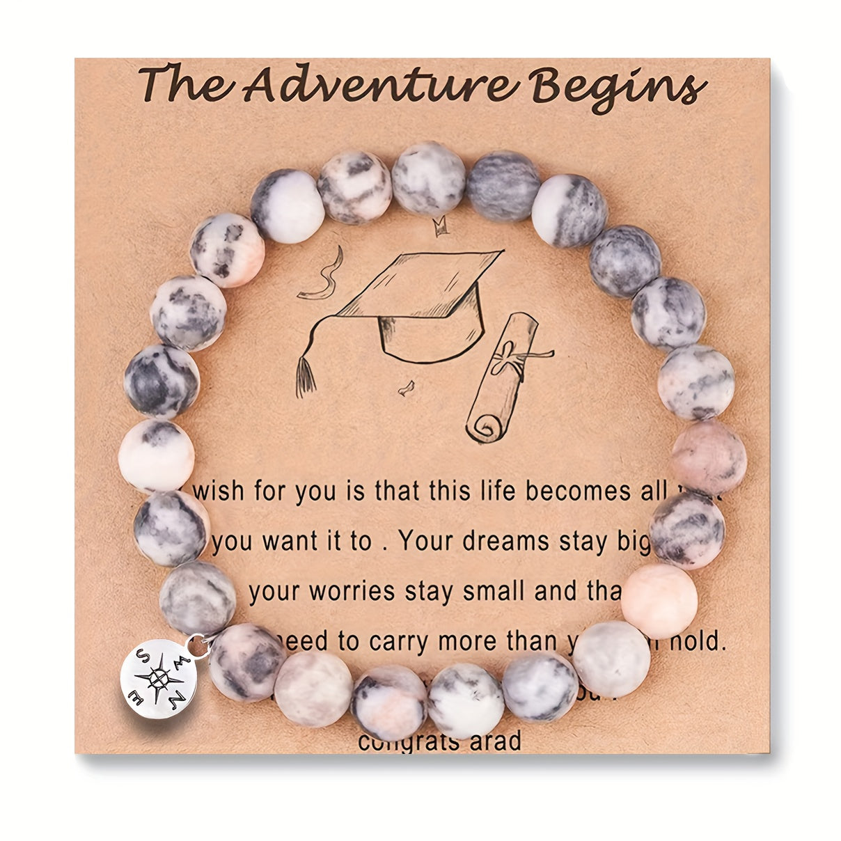 Pink Zebra Stone Love Pendant Bracelet For Daughter/ Sister/ Friend/ Grandma Handmade Beaded Hand Jewelry