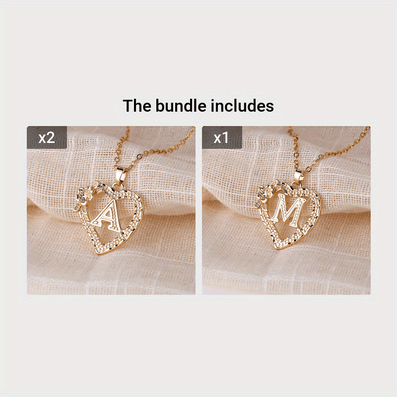 [Retro Love Necklace] Retro Palace Style Love Flower Letter Pendant Necklace - One 26 Letter Necklaces A-Z Capital Letter - Dating Wedding Jewelry