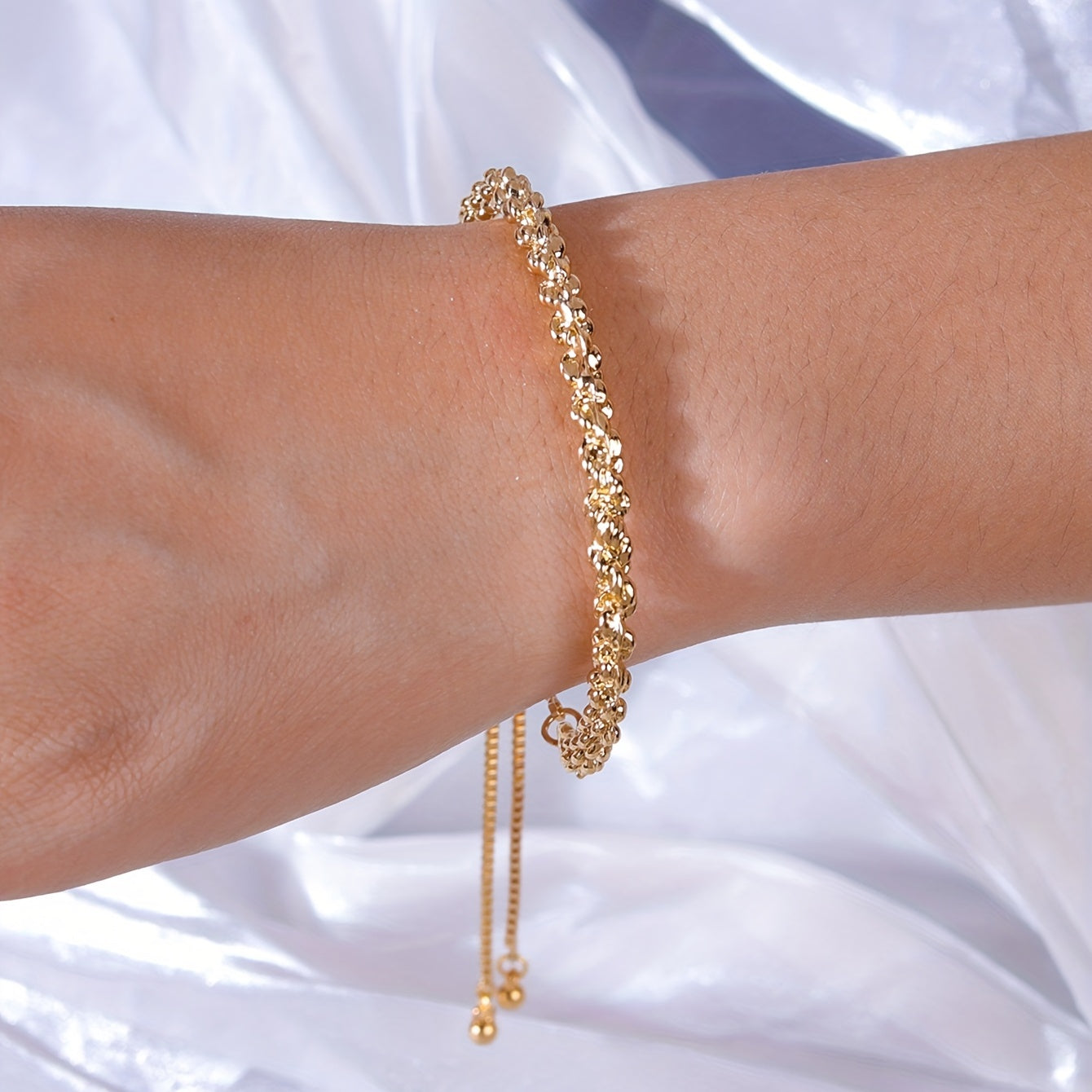 Stylish Golden Knotted Bracelet, Vintage Style 14K Gold Plated Knotted Chain Bracelet For Women Girls
