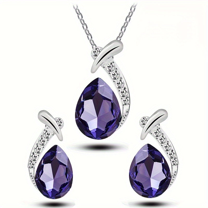 European And American Fashion Exquisite Mermaid Necklace Earrings Banquet Wedding Jewelry Set Temperament Necklace Earrings 2pcs Set Holiday Party Gift