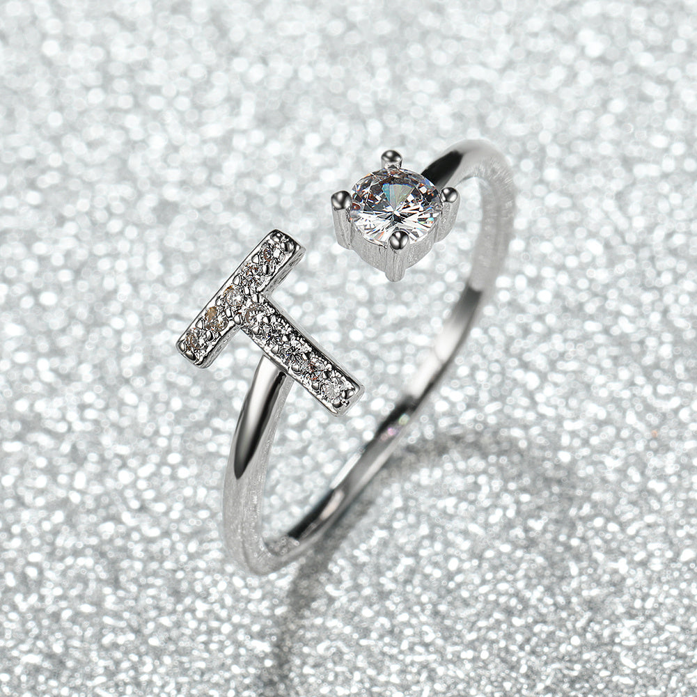 [Silvery Couple Ring] Silvery AZ Letter Ring Initials | Popular Fashion Wedding Love Couple Rings Bridesmaid Gift