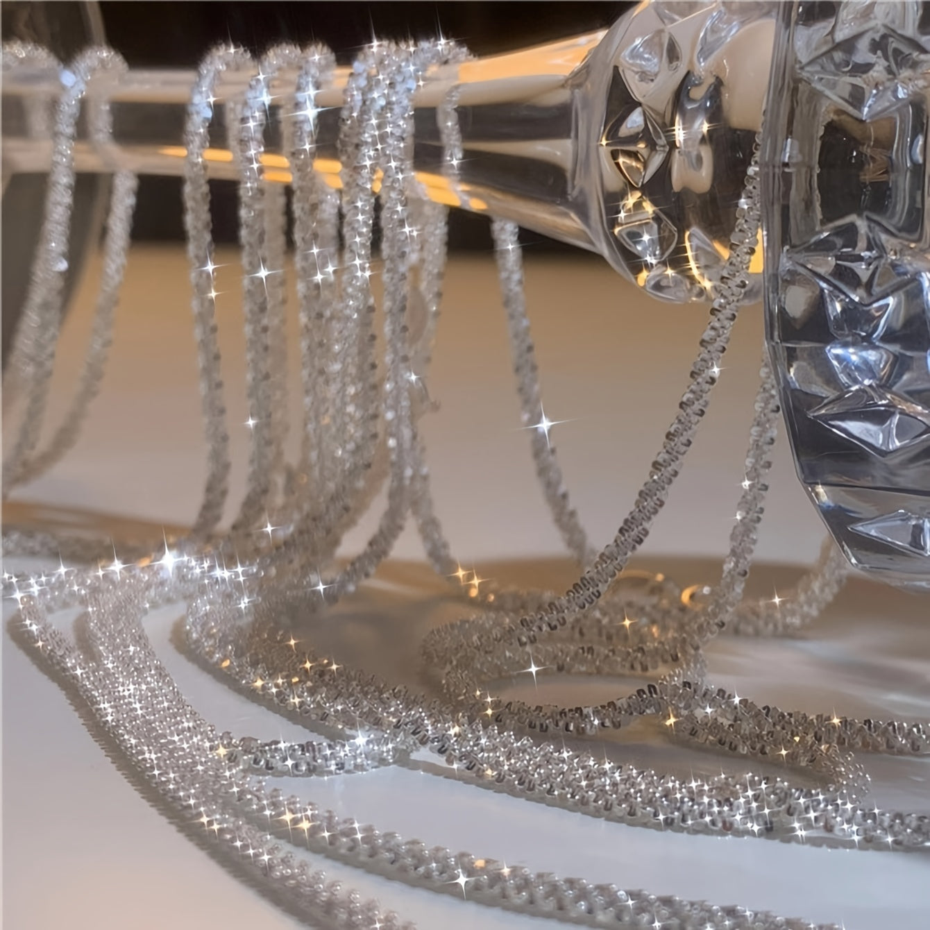 2pcs Elegant Sparkling Chain Necklaces, Luxury Bridal Wedding Jewelry, Silver Plated Copper, Perfect for Parties & Daily Wear, Ideal Valentine'S Day Gift, Versatile Necklace | Elegant Necklace | Delicate Desig