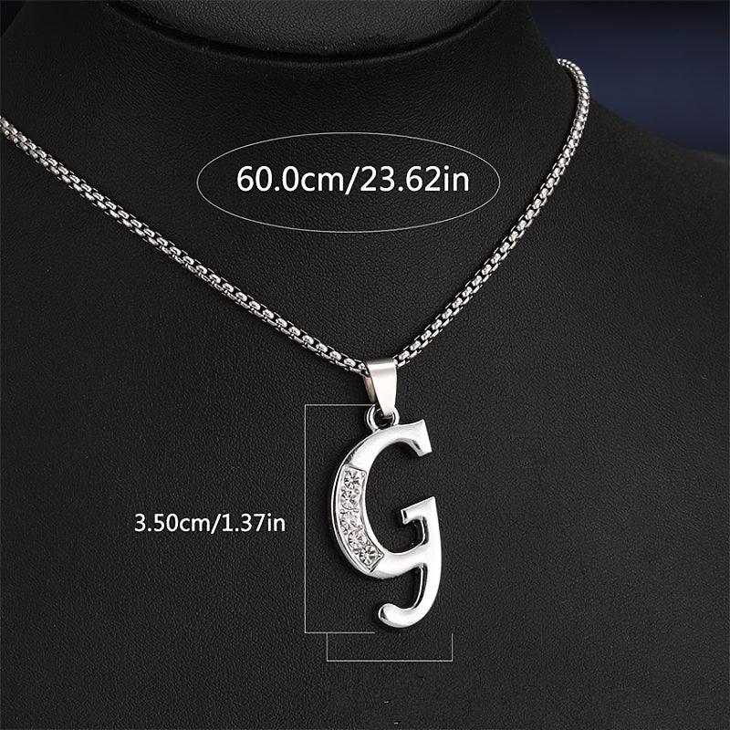 Elegant Silvery Alphabet Pendant Necklaces - "A" to "D" with Sparkling Stones, Stainless Steel, Perfect for Couples, Birthdays, and Holidays, Fashion Jewelry|Personalized Gift|Durable Chain, Name Necklace