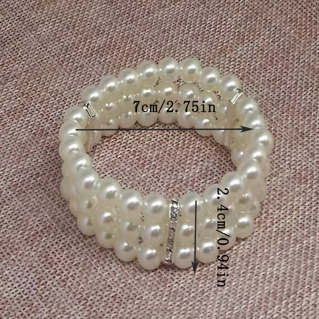 Three Layers Faux Pearls Beaded Bracelet Multi-layer Elastic Bangle Bracelet