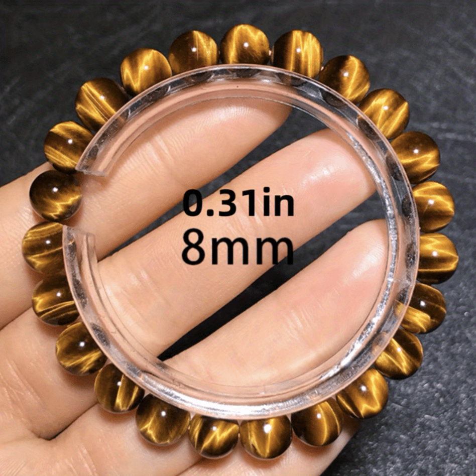 [Natural Tiger Eye Stone] High Quality Natural Tiger Eye Stone Bracelet, 6mm 8mm 10mm 12mm, Yellow Eye Stone