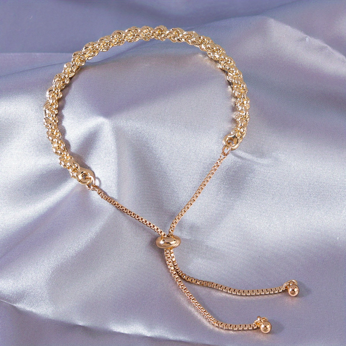 Stylish Golden Knotted Bracelet, Vintage Style 14K Gold Plated Knotted Chain Bracelet For Women Girls