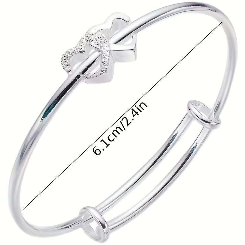 1pc, Double Heart Love Adjustable Bracelet - Sweet Niche Design, Birthday, Holiday, Girlfriend Gift