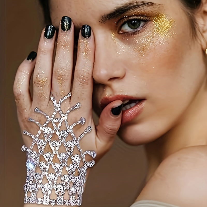 Sparkling CZ Tassel Finger Bracelet - Fashion-Forward Design for Women - Delicate & Dazzling Accessory for Special Occasions