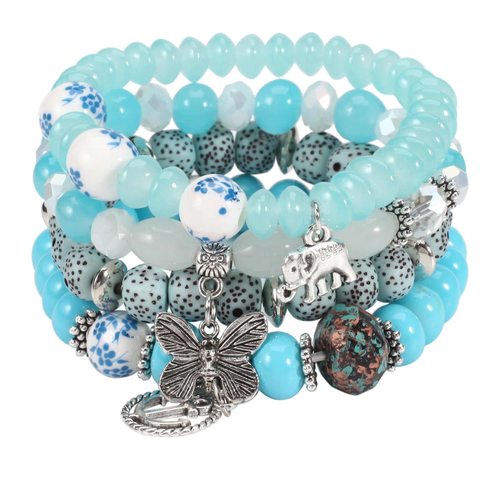 Bohemian Bracelets Set for Women Stackable Stretch Multilayer Beads Bracelet