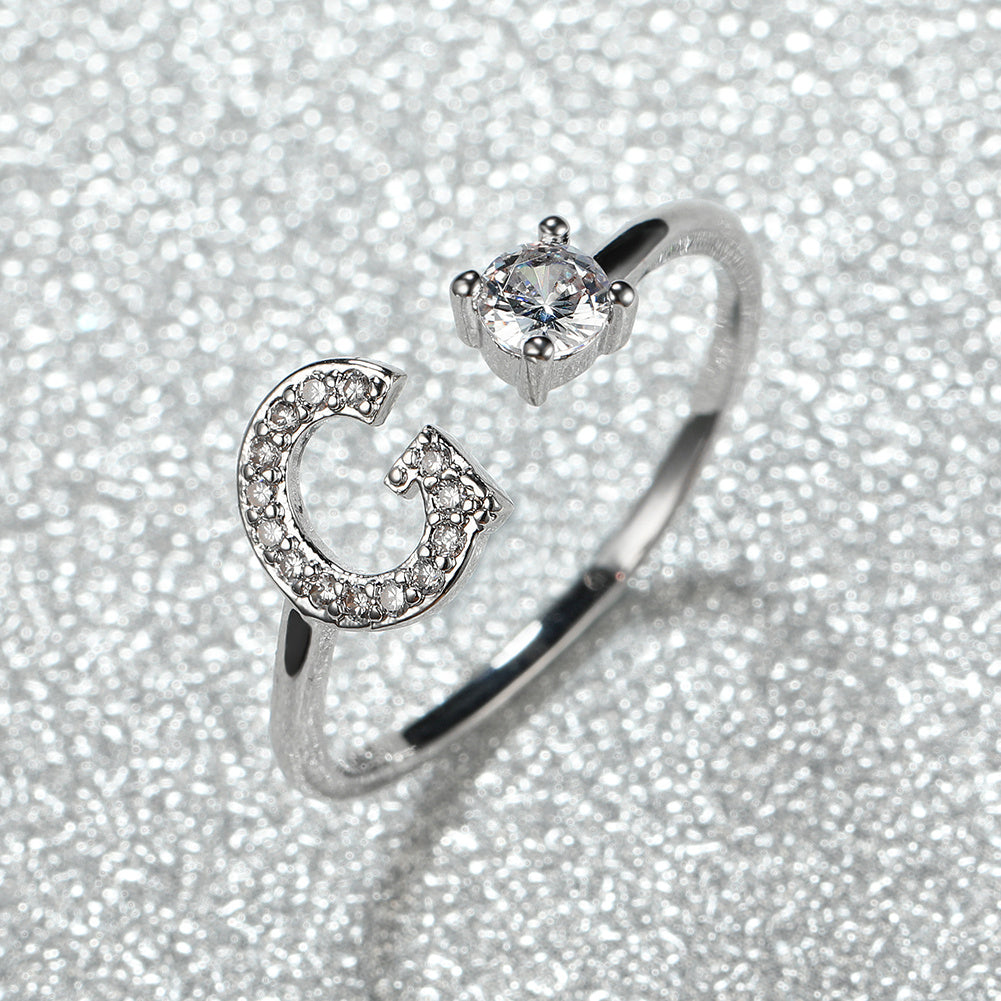 [Silvery Couple Ring] Silvery AZ Letter Ring Initials | Popular Fashion Wedding Love Couple Rings Bridesmaid Gift