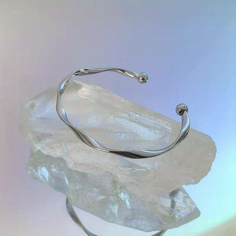 Fashionable And Simple Open Bracelet, Simple Silvery Adjustable Bracelet, Elegant Accessory For Women, Fashionable Small Design Bracelet
