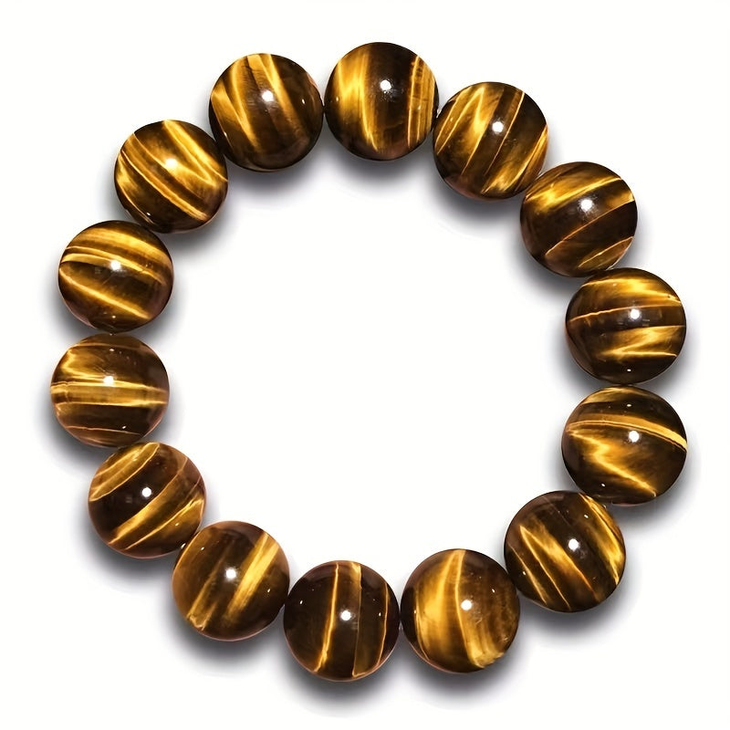 [Natural Tiger Eye Stone] High Quality Natural Tiger Eye Stone Bracelet, 6mm 8mm 10mm 12mm, Yellow Eye Stone