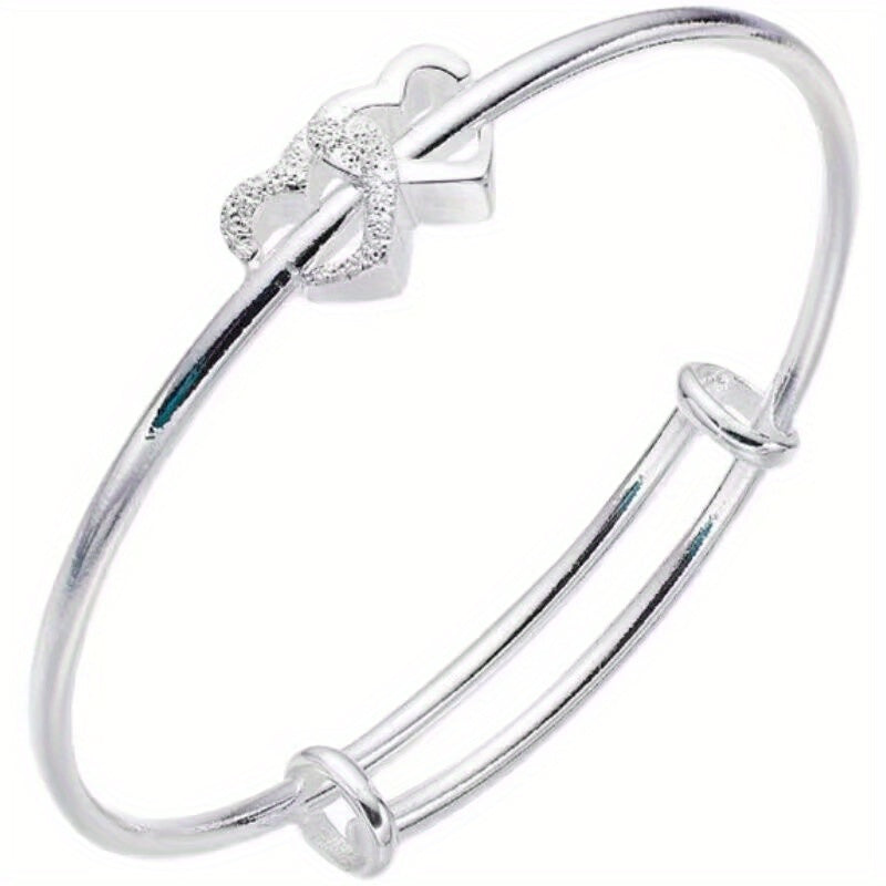 1pc, Double Heart Love Adjustable Bracelet - Sweet Niche Design, Birthday, Holiday, Girlfriend Gift