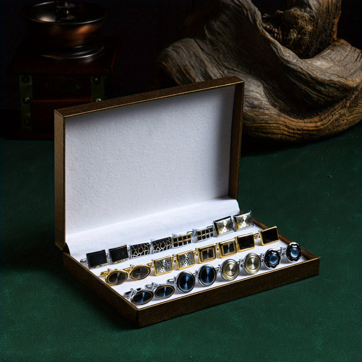 12 Pairs Exquisite Wedding Cufflinks Collection - Multiple Styles, Creative Jewelry Designs, Gift Box Packaging, Ideal for Groomsmen, Father of the Bride, and Wedding Party