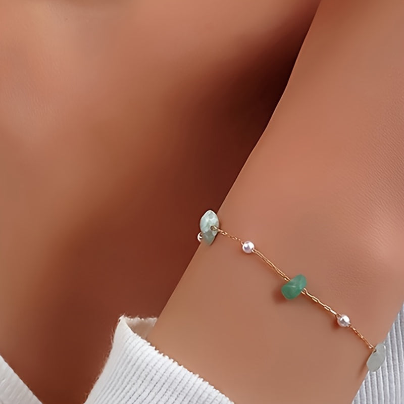 [Minimalist Women's Vintage Necklace] 2pcs Set Vintage Style Fashionable Jewelry, Dainty Artificial Crystal Stone Pendant Necklaces, Minimalist Women's Necklace Jewelry