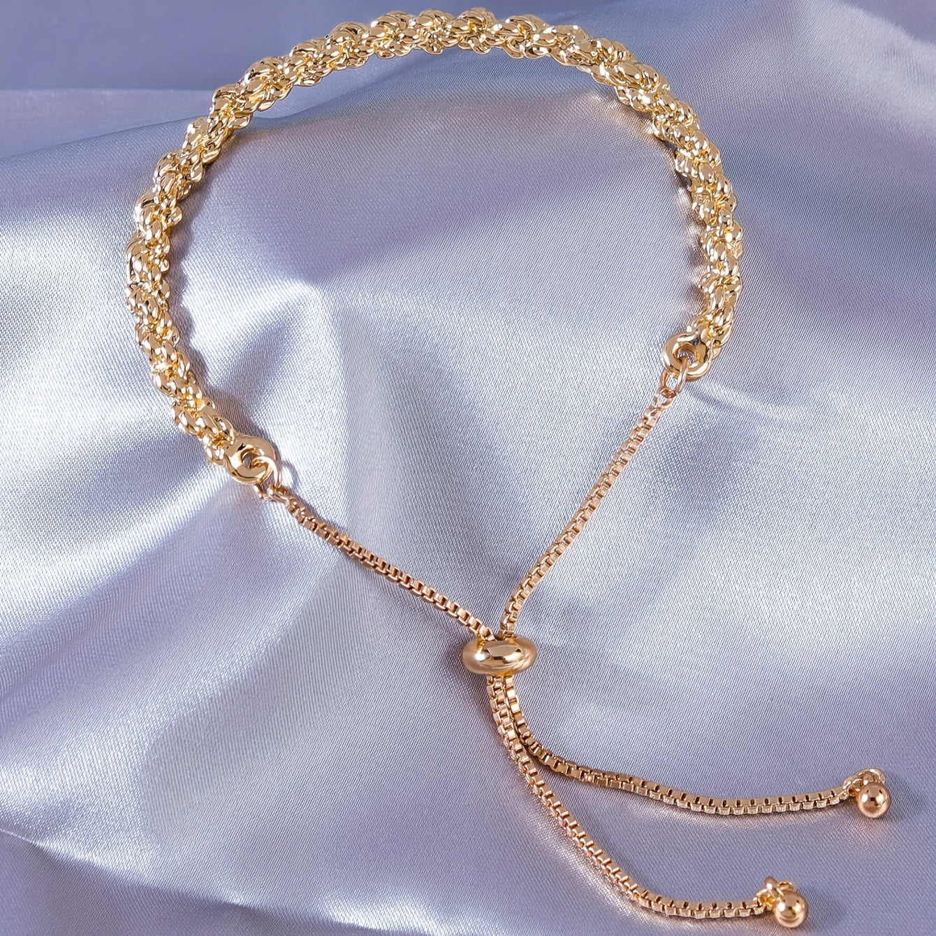 Stylish Golden Knotted Bracelet, Vintage Style 14K Gold Plated Knotted Chain Bracelet For Women Girls