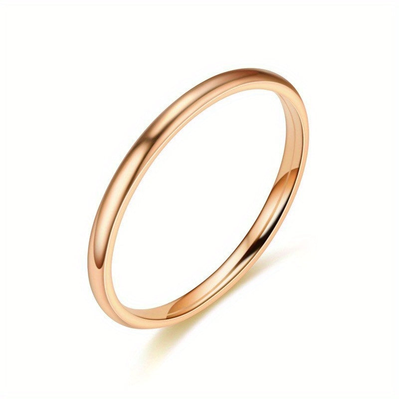 1pc 2mm Simple Stainless Steel Ring - Fashion Jewelry Gift - For Women & Men - Everyday Wear - Perfect Gift for Birthdays & Anniversaries