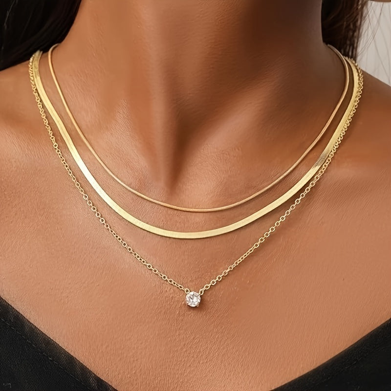 6pcs Golden Chokers Necklace Set For Women Girls, Pendant Necklace, Trendy Dainty Snake Chain Layered Necklaces For Jewelry Gifts