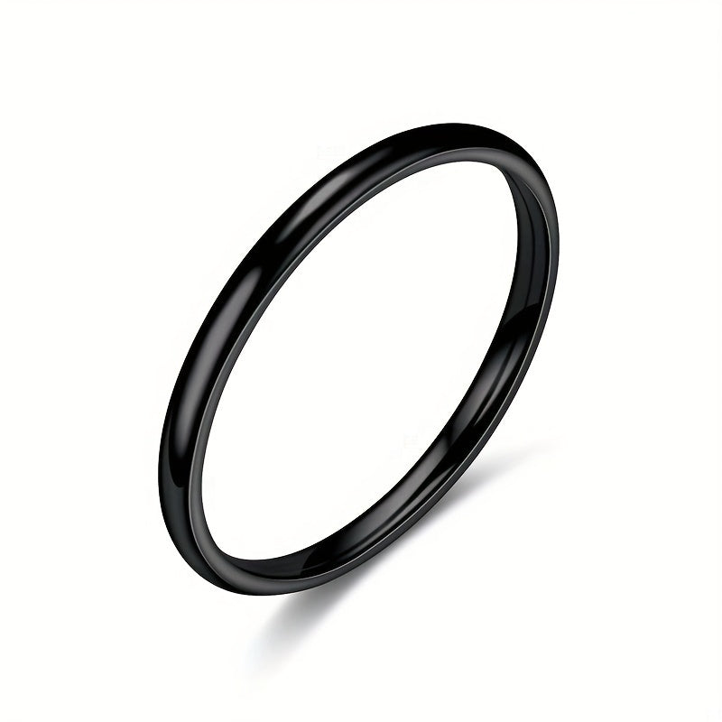 1pc 2mm Simple Stainless Steel Ring - Fashion Jewelry Gift - For Women & Men - Everyday Wear - Perfect Gift for Birthdays & Anniversaries