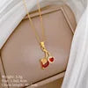 Love Cherry Full Diamond Fashionable Light Luxury Temperament Gorgeous Necklace Women's Versatile Collarbone Chain Stainless
