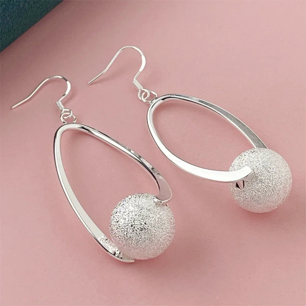 925 Sterling Silver Fashion Beaded Earrings for Women to Wear on Important Occasions Charm Jewelry