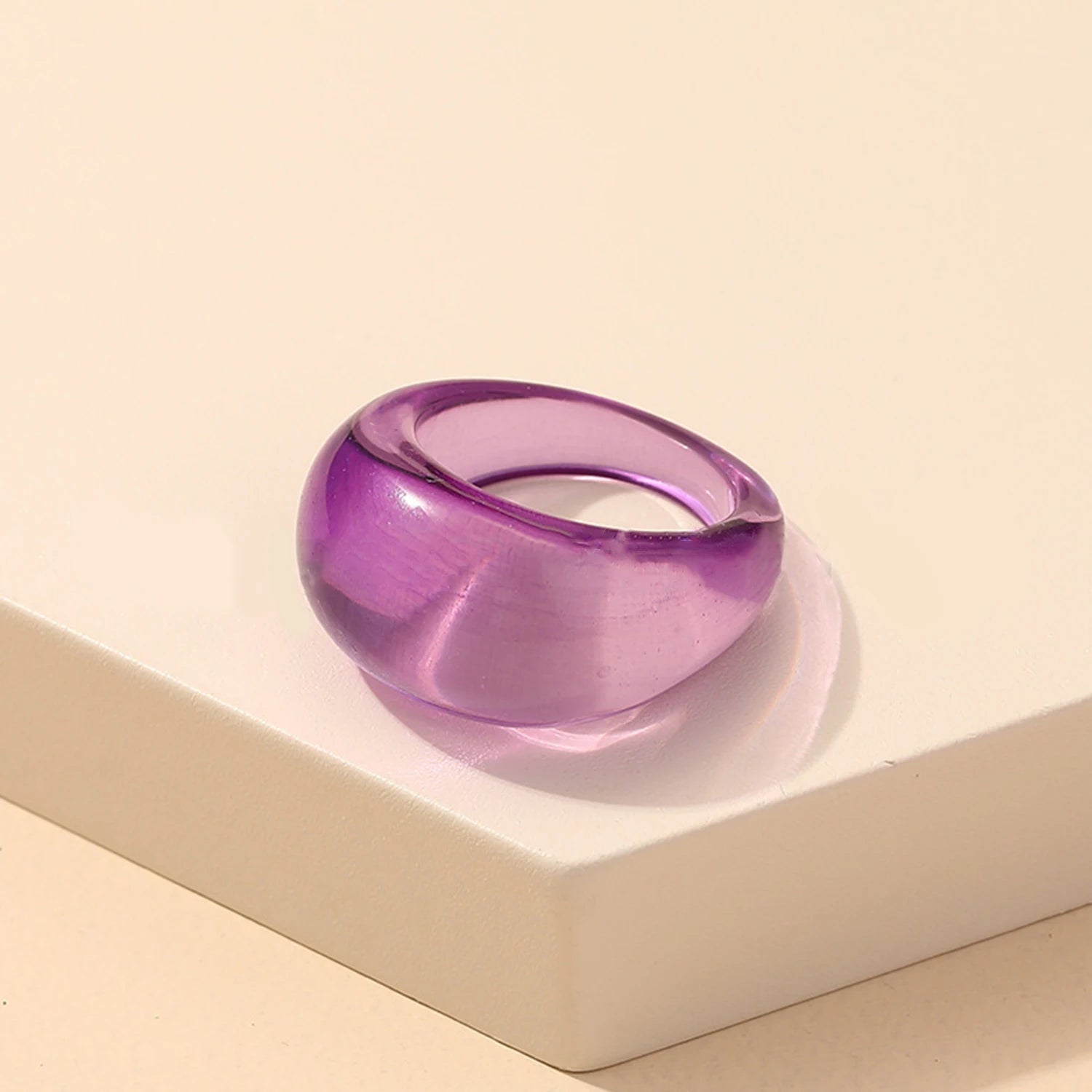 New Korean Colorful Acrylic Rings Vintage Round Rings For Women Big Kpop Finger Ring For Girls Punk Resin Ring Fashion Jewelry