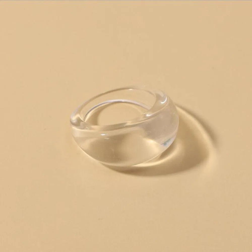 New Korean Colorful Acrylic Rings Vintage Round Rings For Women Big Kpop Finger Ring For Girls Punk Resin Ring Fashion Jewelry