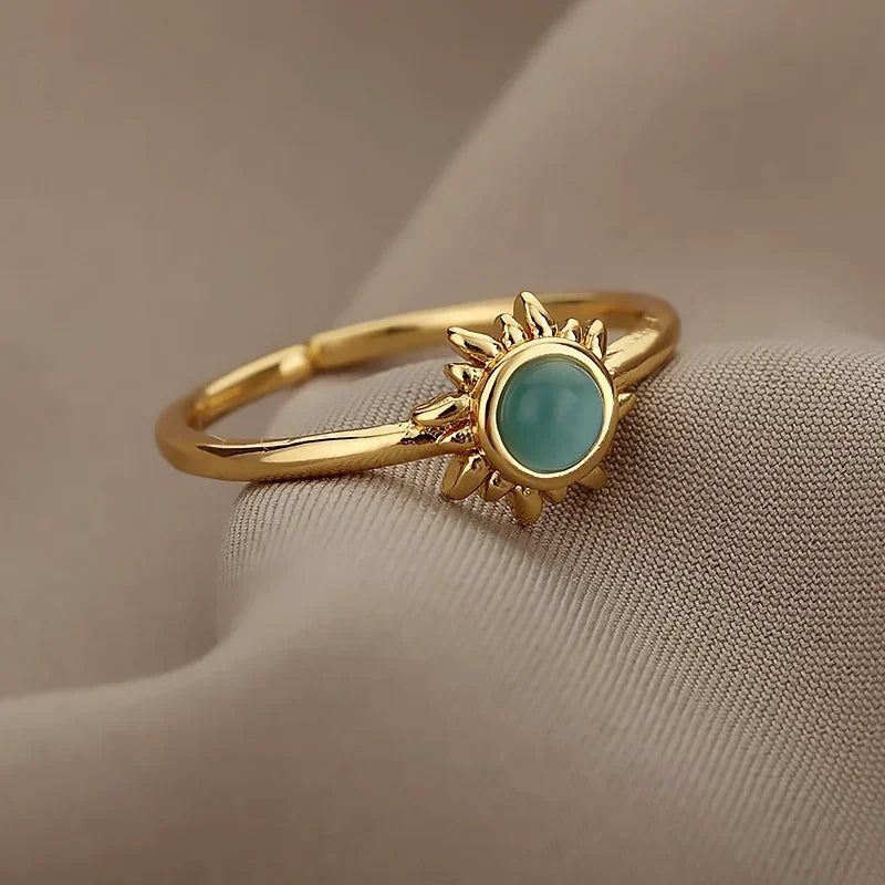 Stainless Steel Rings for Women Aesthetic Heart Gold Color Wedding Ring Vintage Waterproof Wedding Jewelry Prom Accessories Gift