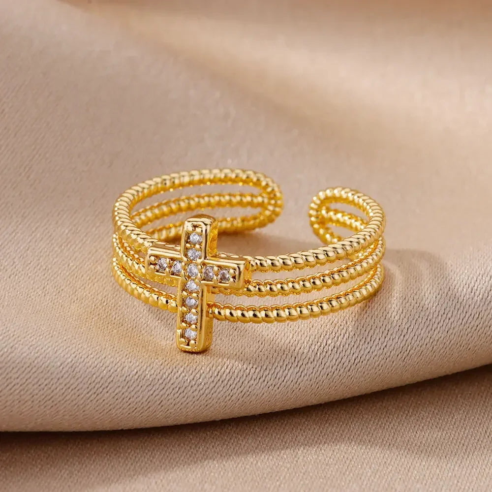 Stainless Steel Rings for Women Aesthetic Heart Gold Color Wedding Ring Vintage Waterproof Wedding Jewelry Prom Accessories Gift
