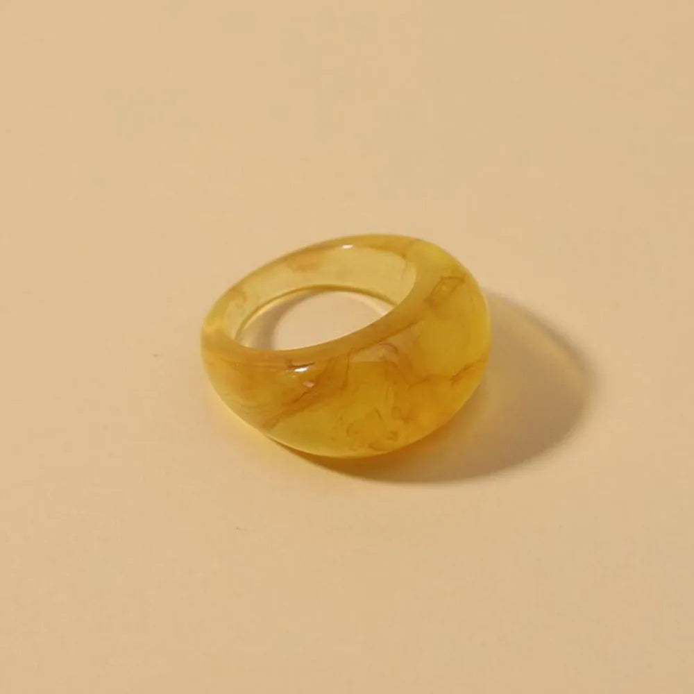 New Korean Colorful Acrylic Rings Vintage Round Rings For Women Big Kpop Finger Ring For Girls Punk Resin Ring Fashion Jewelry