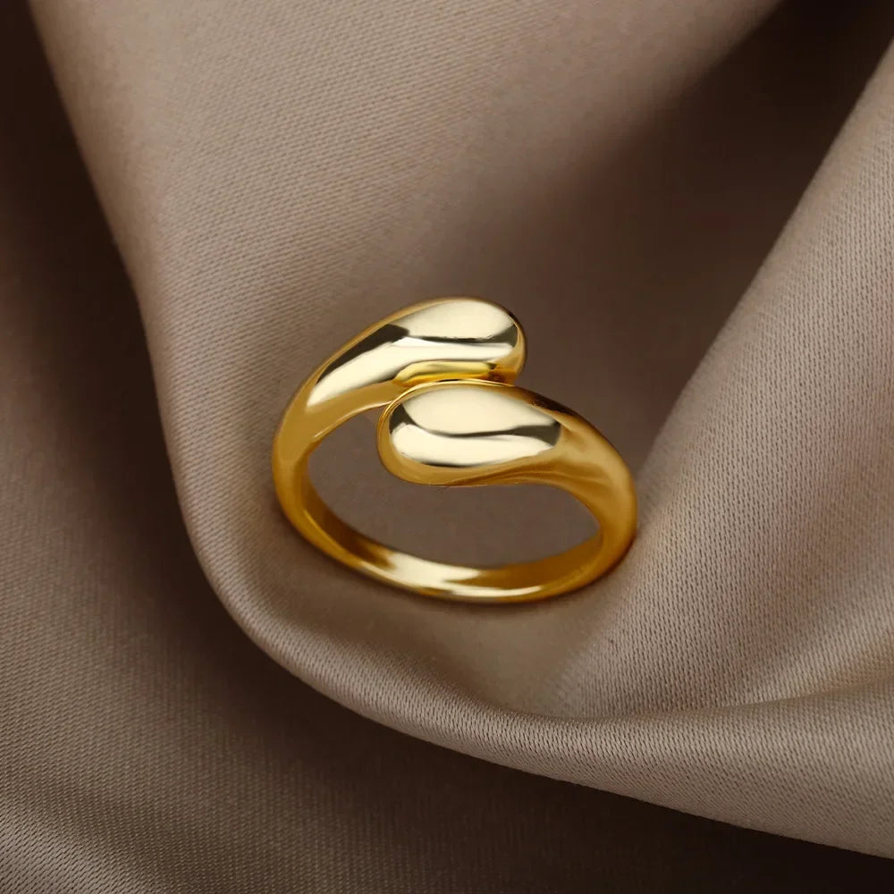Stainless Steel Rings for Women Aesthetic Heart Gold Color Wedding Ring Vintage Waterproof Wedding Jewelry Prom Accessories Gift