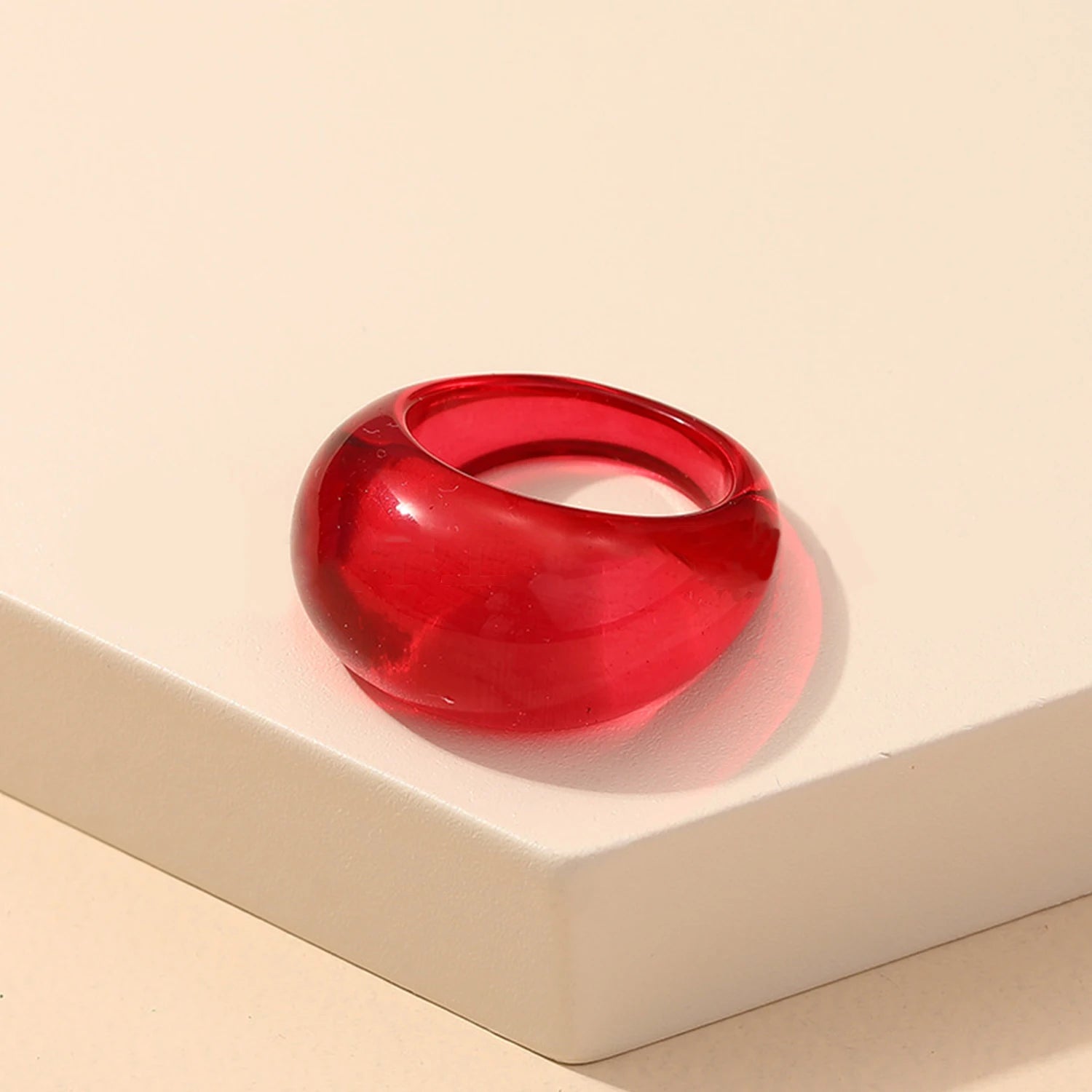 New Korean Colorful Acrylic Rings Vintage Round Rings For Women Big Kpop Finger Ring For Girls Punk Resin Ring Fashion Jewelry