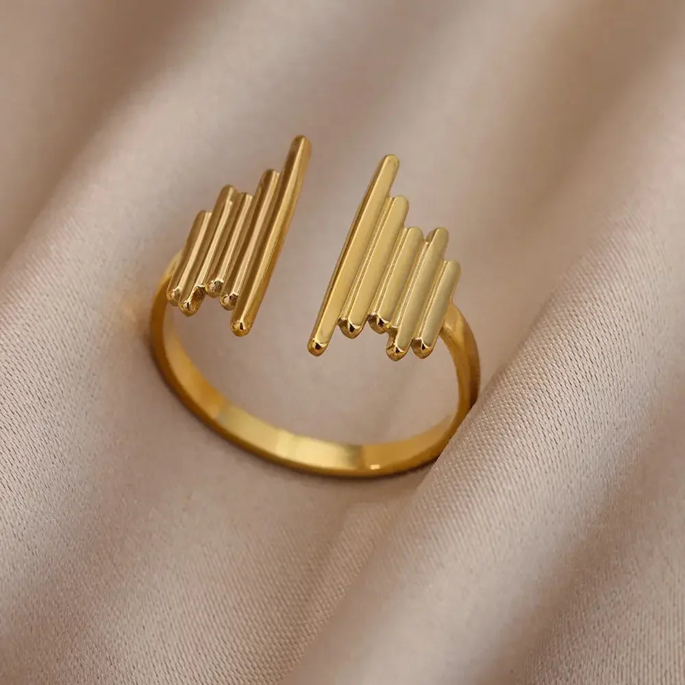 Stainless Steel Rings for Women Aesthetic Heart Gold Color Wedding Ring Vintage Waterproof Wedding Jewelry Prom Accessories Gift