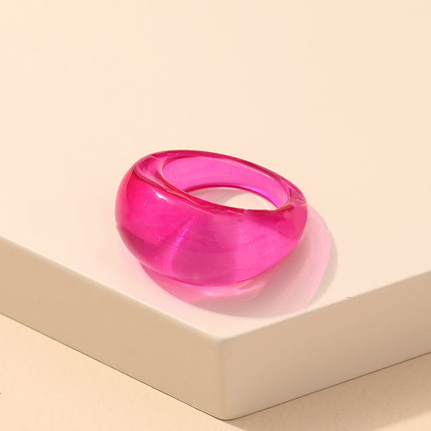 New Korean Colorful Acrylic Rings Vintage Round Rings For Women Big Kpop Finger Ring For Girls Punk Resin Ring Fashion Jewelry