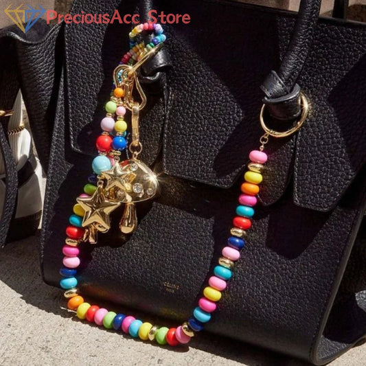 Korean Sweet Flower Tassel Keychain Cute Exquisite Leather Backpack Decoration Love Star Braided Rope DIY Keyring