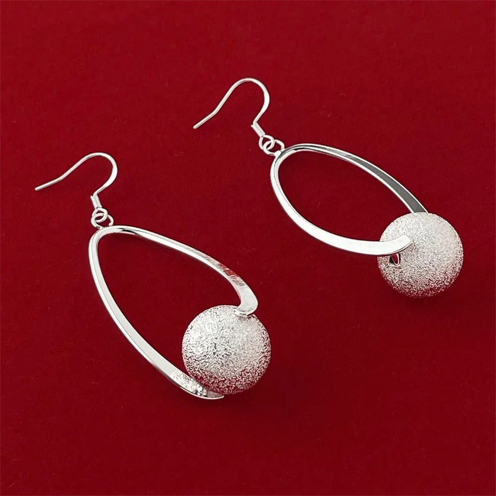 925 Sterling Silver Fashion Beaded Earrings for Women to Wear on Important Occasions Charm Jewelry